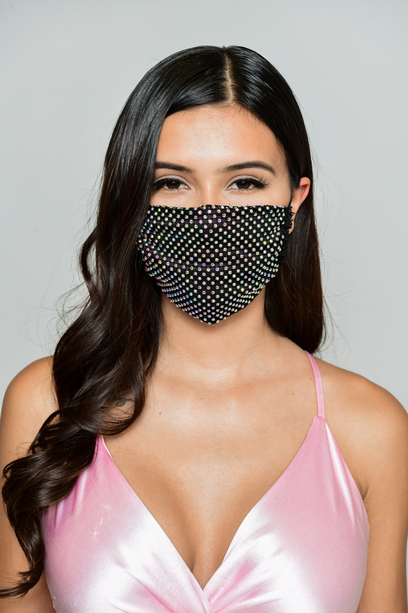 Free Shipping For Rhinestone Mesh Face Mask