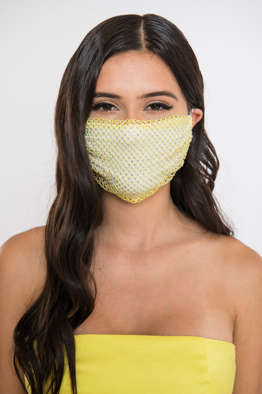 Free Shipping For Rhinestone Face Mask - Yellow