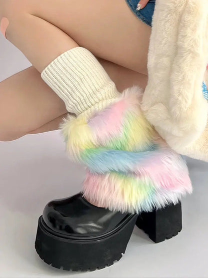 Free Shipping For 'Utopia' Pastel Pride Moth Fluffy Leg Warmers