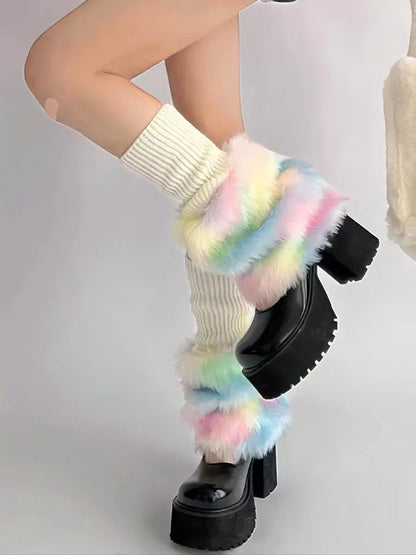 Free Shipping For 'Utopia' Pastel Pride Moth Fluffy Leg Warmers