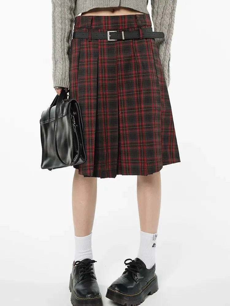 Free Shipping For 'Vampire High' Dark Red Checkerboard Skirt