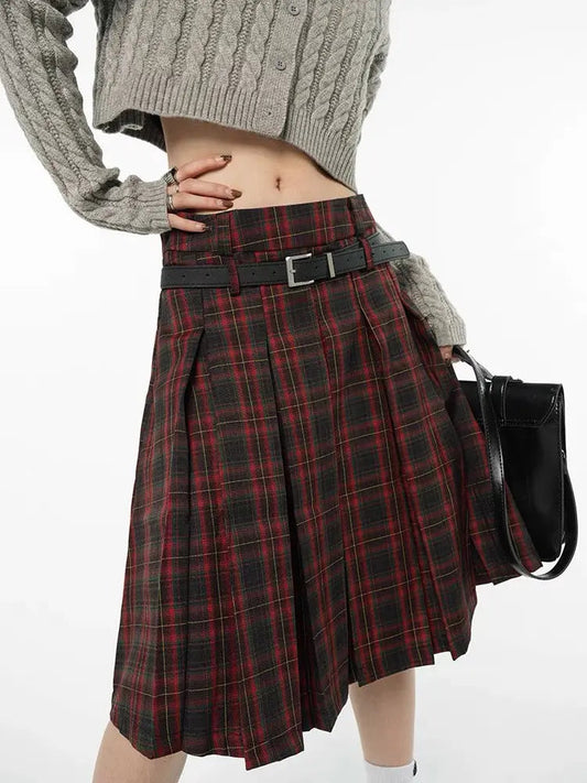 Free Shipping For 'Vampire High' Dark Red Checkerboard Skirt