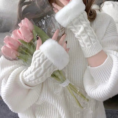 Free Shipping For 'Vanilla' Kawaii Fluffy Long Gloves