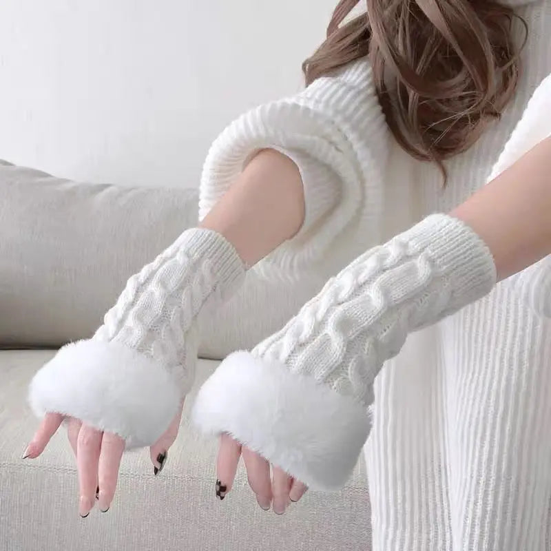 Free Shipping For 'Vanilla' Kawaii Fluffy Long Gloves