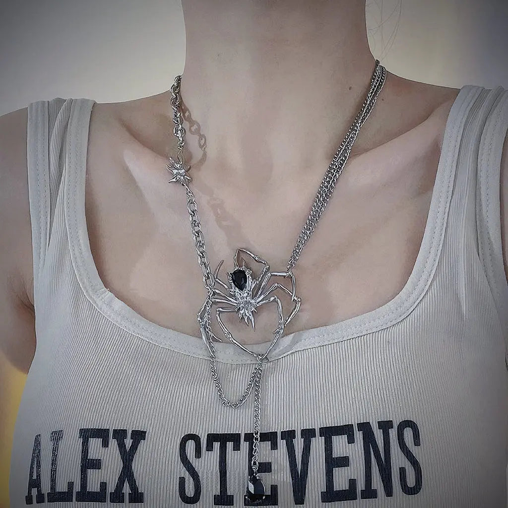 Free Shipping For 'Venomous' Punk Spider Metal Necklace