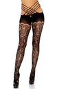 Free Shipping For Vine Lace Strappy Wrap Around Open Back Crotchless Tights