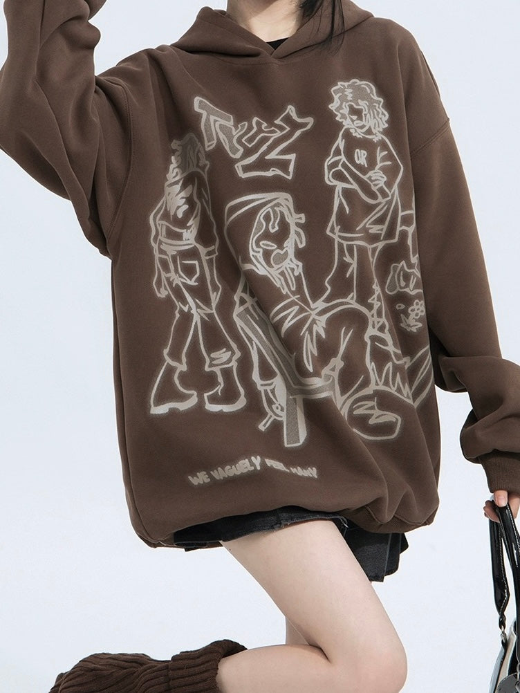 Free Shipping For 'Weeeee' Streetstyle Pink Graffiti  Oversized  Hoodie