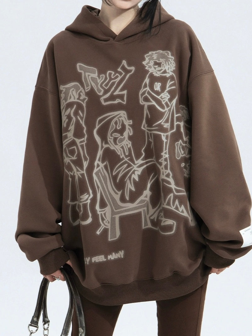 Free Shipping For 'Weeeee' Streetstyle Pink Graffiti  Oversized  Hoodie