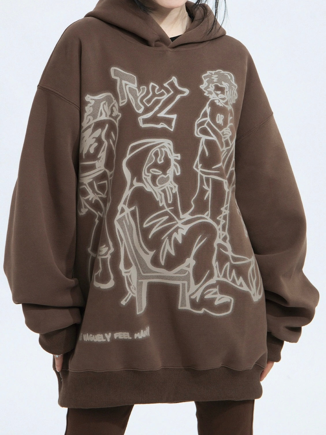 Free Shipping For 'Weeeee' Streetstyle Pink Graffiti  Oversized  Hoodie