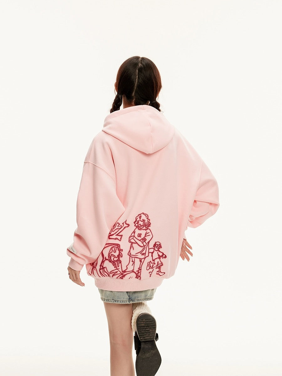 Free Shipping For 'Weeeee' Streetstyle Pink Graffiti  Oversized  Hoodie