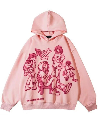 Free Shipping For 'Weeeee' Streetstyle Pink Graffiti  Oversized  Hoodie