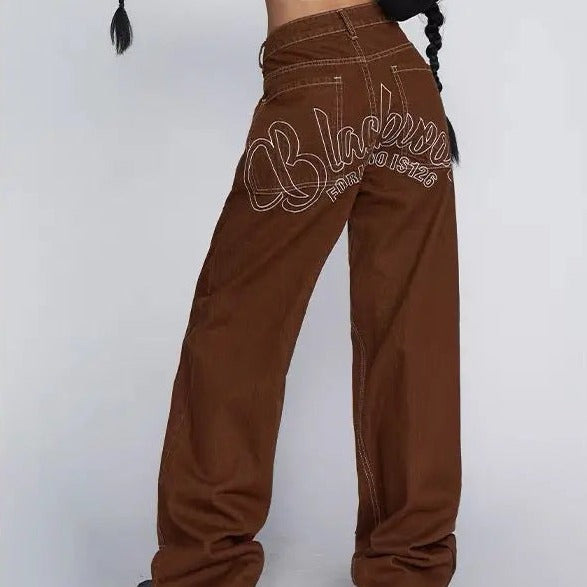 Free Shipping For 'West Coast' Star Print Oversized Jeans Pants