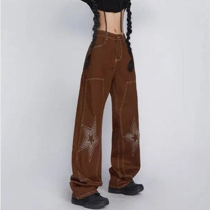 Free Shipping For 'West Coast' Star Print Oversized Jeans Pants