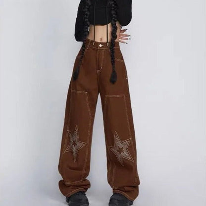 Free Shipping For 'West Coast' Star Print Oversized Jeans Pants