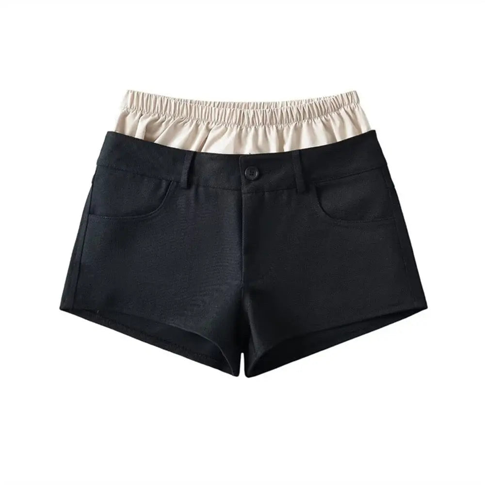 Free Shipping For 'Westside' Retro Streetstyle Low Waist 2 Pcs Shorts