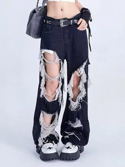 Free Shipping For 'Wild One' Grunge Punk Ripped Denim Pants