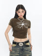 Free Shipping For 'Wonder' Spider Prints Grunge High Waisted T-shirt