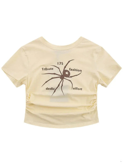 Free Shipping For 'Wonder' Spider Prints Grunge High Waisted T-shirt