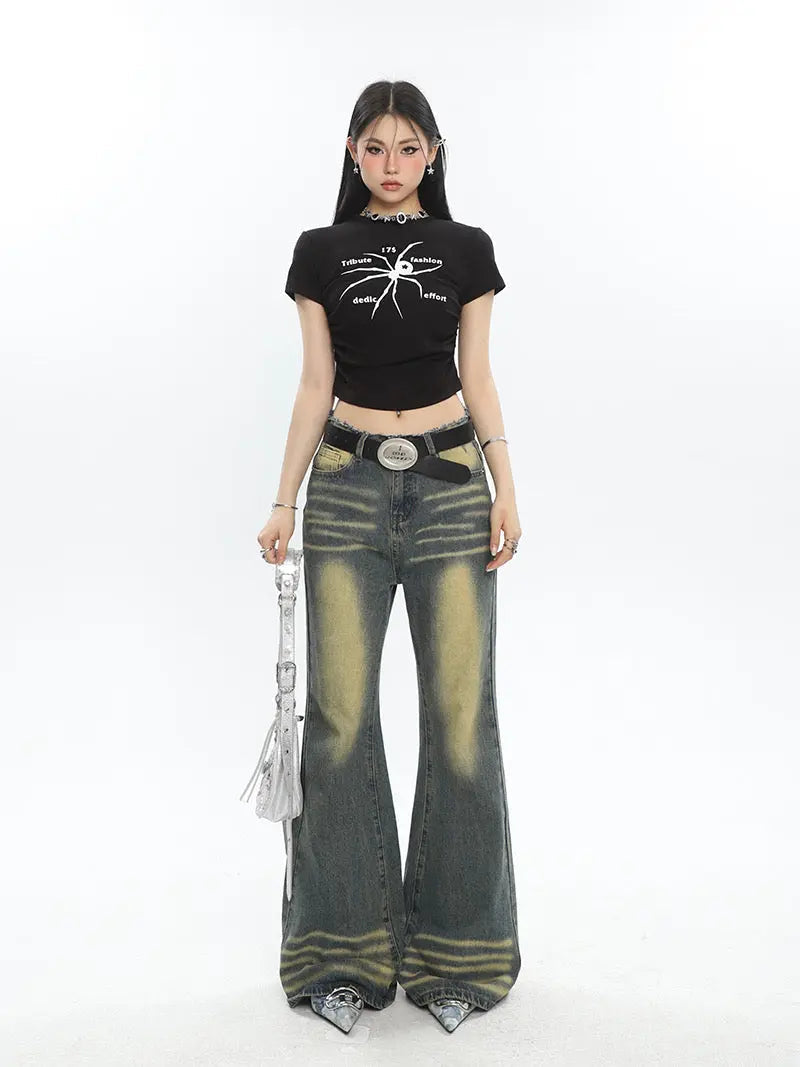 Free Shipping For 'Wonder' Spider Prints Grunge High Waisted T-shirt