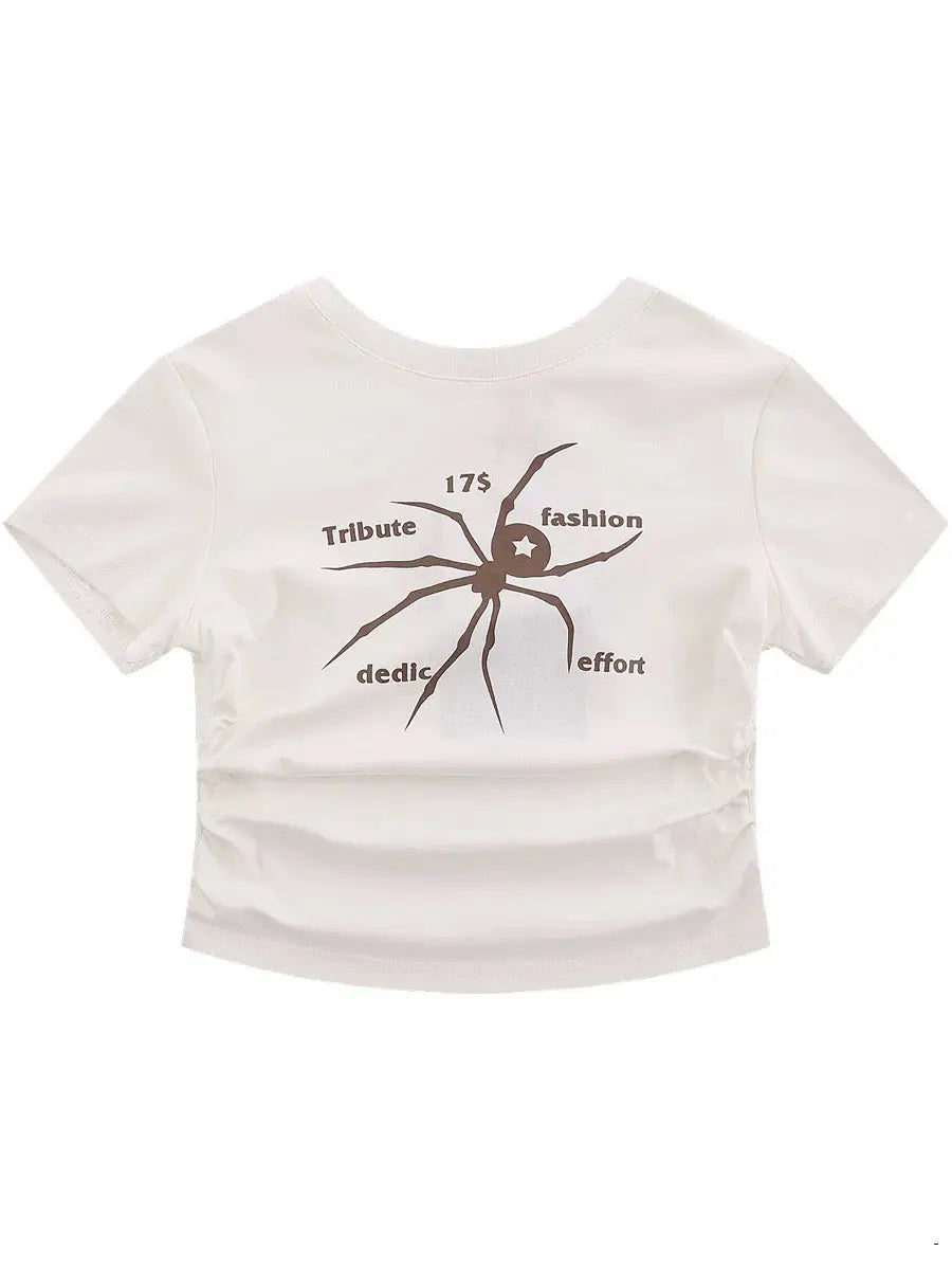 Free Shipping For 'Wonder' Spider Prints Grunge High Waisted T-shirt