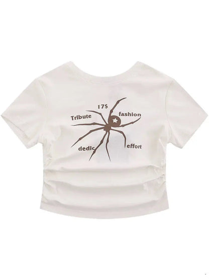 Free Shipping For 'Wonder' Spider Prints Grunge High Waisted T-shirt