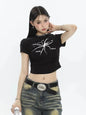 Free Shipping For 'Wonder' Spider Prints Grunge High Waisted T-shirt