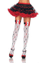 Free Shipping For Woven Diamond Card Suit Thighs High With Bow And Card Charm Stockings