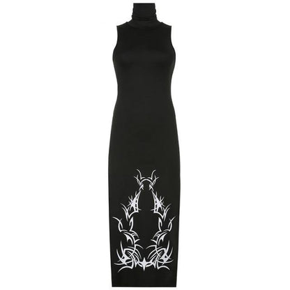 Free Shipping For 'Written Spells' Gothic Turtleneck Sleeveless Dress