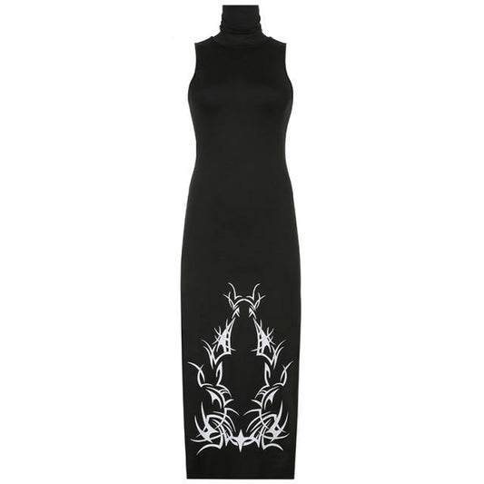 Free Shipping For 'Written Spells' Gothic Turtleneck Sleeveless Dress