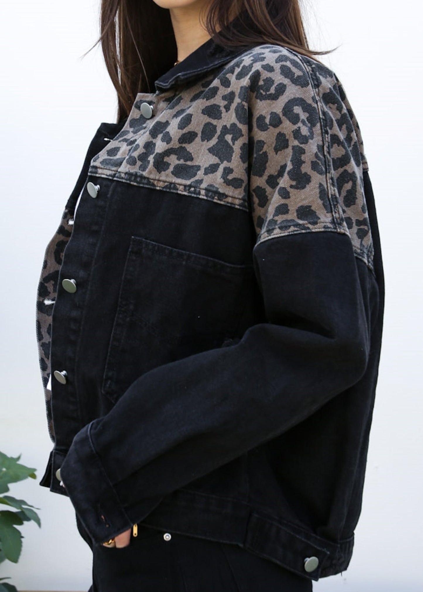 Leopard Print Crop Denim Shacket