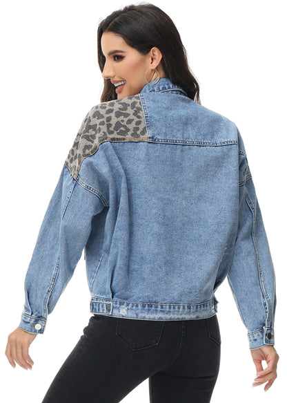 Leopard Print Crop Denim Shacket