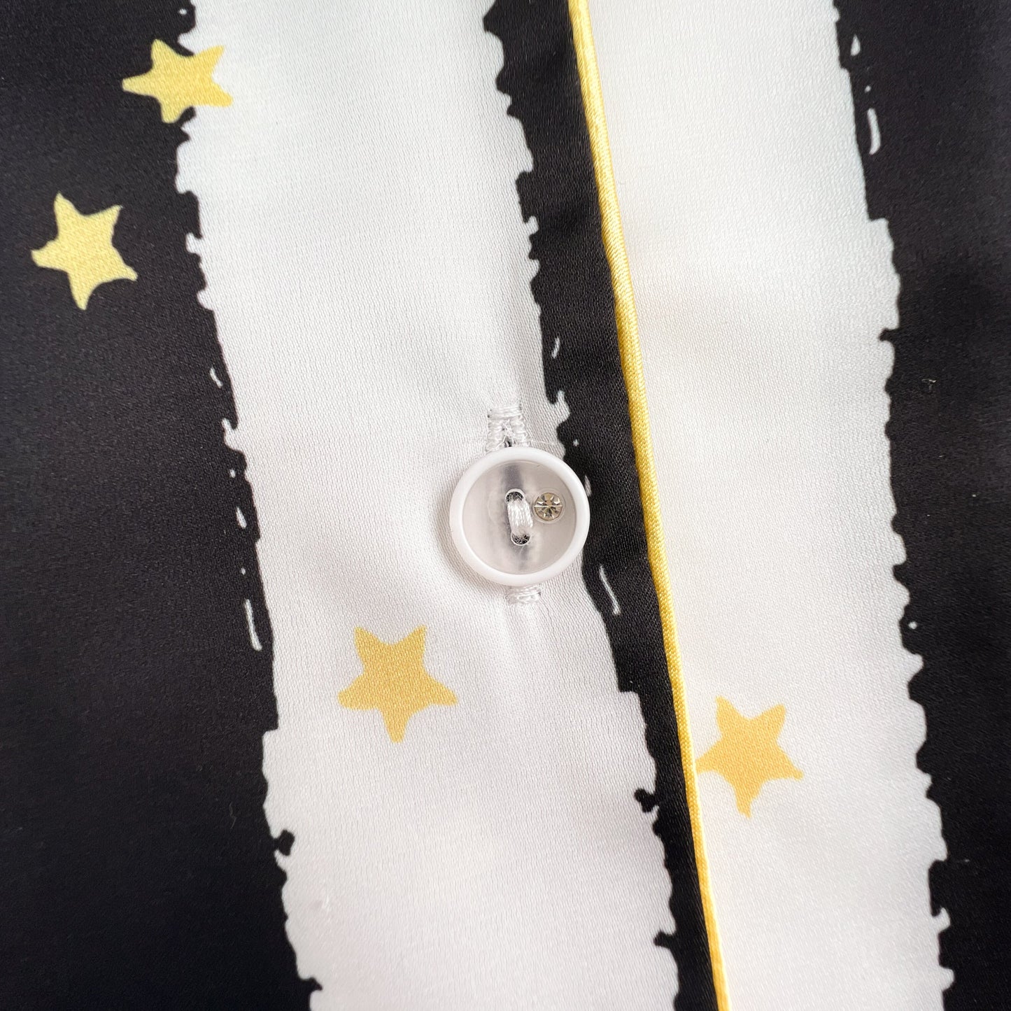 Free Shipping For Black Stripe Golde Stars Print Silky Satin Pajamas Set