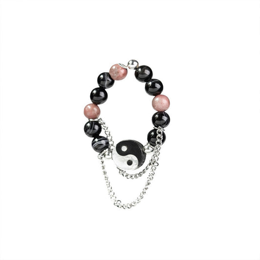 Free Shipping For 'Yin & Yang' Alt Jade Beads Rings Set