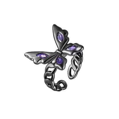 Free Shipping For 'Yume' Purple Stone Butterfly Rings