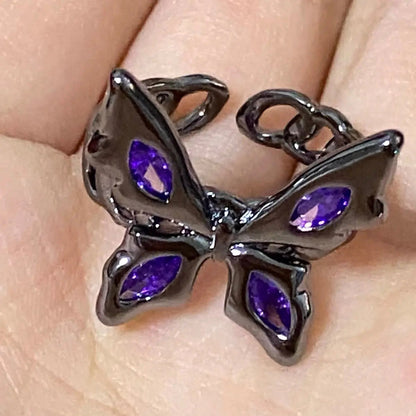 Free Shipping For 'Yume' Purple Stone Butterfly Rings