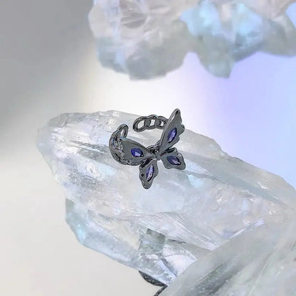 Free Shipping For 'Yume' Purple Stone Butterfly Rings