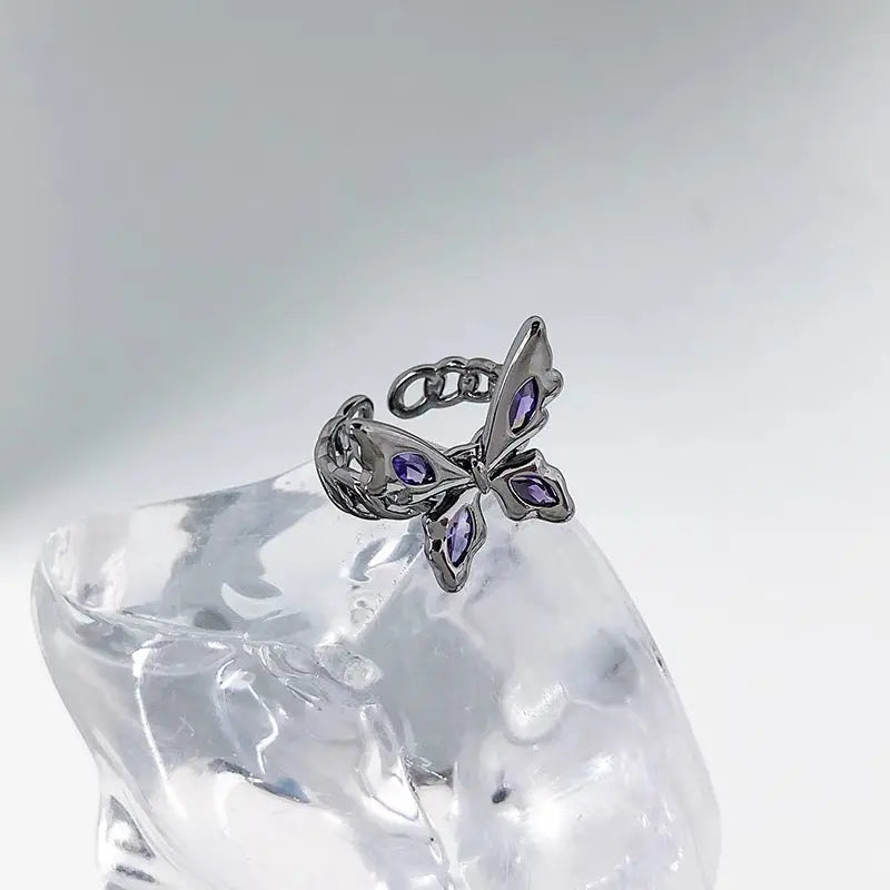 Free Shipping For 'Yume' Purple Stone Butterfly Rings