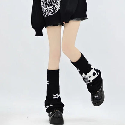 Free Shipping For 'Yuri' Kawaii Goth Skull Pattern Leg Warmers