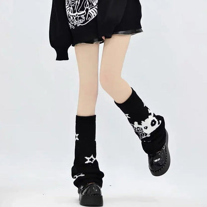 Free Shipping For 'Yuri' Kawaii Goth Skull Pattern Leg Warmers