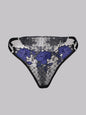 Free Shipping For Black&Blue Floral Embroidered Mesh Sheer Thong