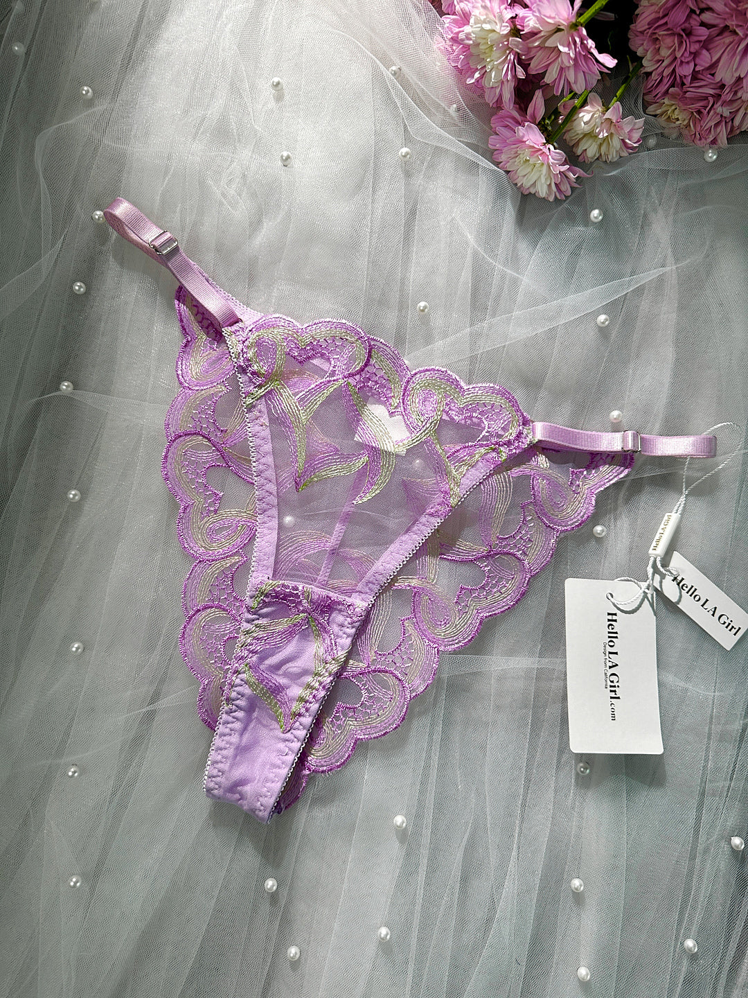 Free Shipping For  Purple Embroidered Thong