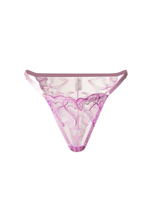 Free Shipping For  Purple Embroidered Thong