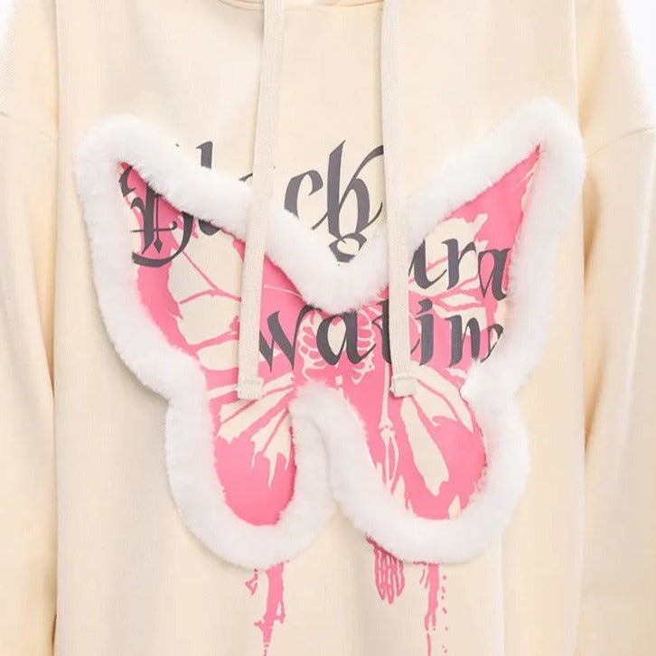 Free Shipping For 'Zeltus' Fluffy Butterfly Pattern Hoodie