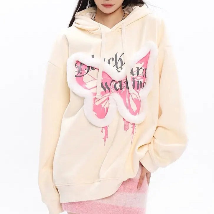 Free Shipping For 'Zeltus' Fluffy Butterfly Pattern Hoodie