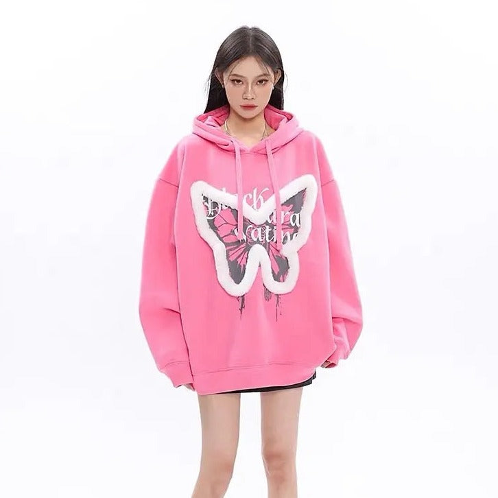 Free Shipping For 'Zeltus' Fluffy Butterfly Pattern Hoodie