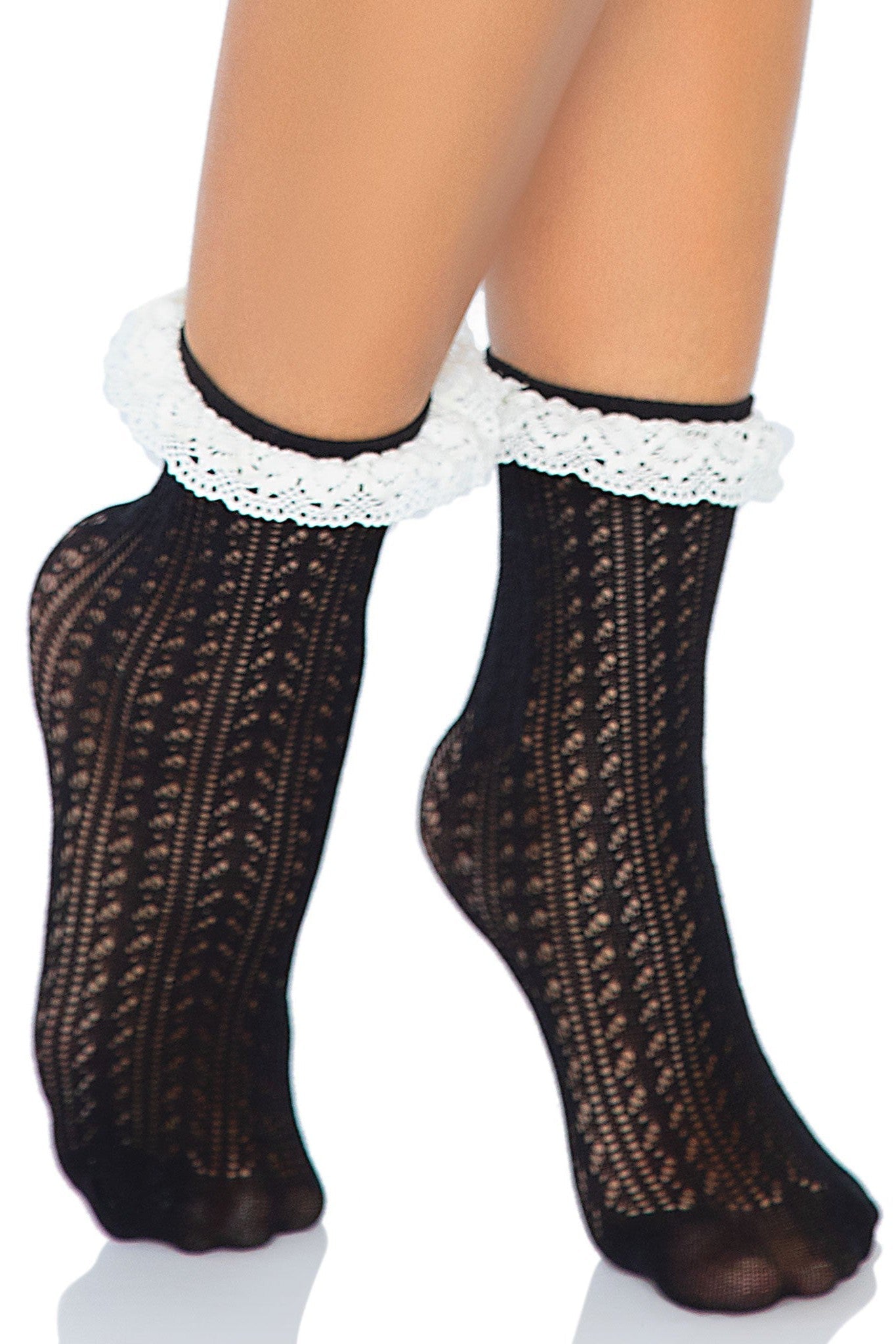 Free Shipping For Zig Zag Crochet Eyelet Lace Ankle Socks