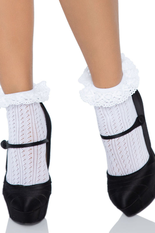 Free Shipping For Zig Zag Crochet Eyelet Lace Ankle Socks