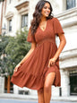 Crochet Waist Ruffle Hem Dress