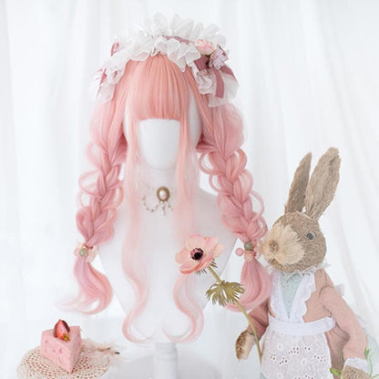 Free Shipping For Hivava Lolita Cherry Pink Long Curly Wig