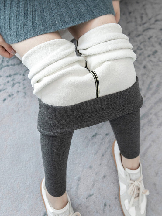 Simple Skinny Leg Keep Warm Solid Color Leggings